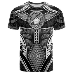 Polynesian T-Shirts - American Samoa Coat Of Arm With Poly Patterns