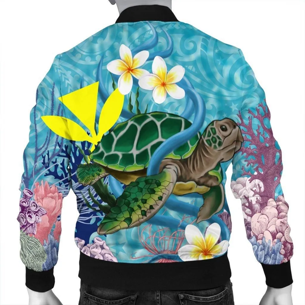 Hawaii Turtle Sea Cotral Polynesian Bomber Jacket - AH