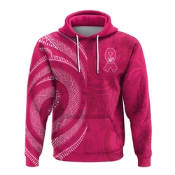 Breast Cancer Awareness Hoodie Hibiscus Polynesian No One Fights Alone LT13