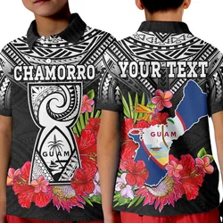 (Custom Personalised) Guam Chamorro Polo Shirt KID Guaman Latte Stone Tropical Flowers Black Style LT14