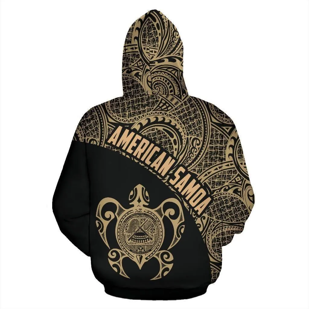 American Samoa Hoodie - American Samoa Seal In Turtle Polynesian Tattoo Gold