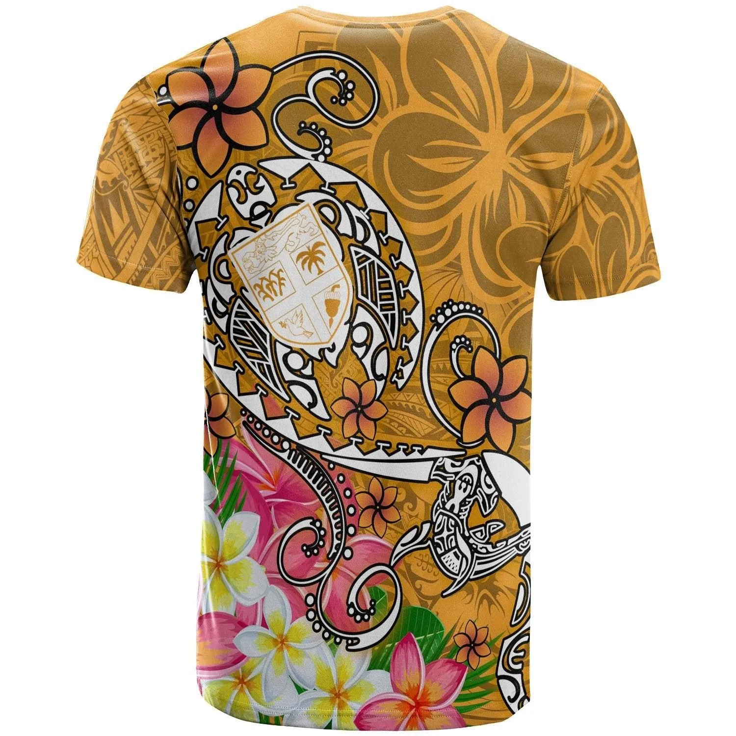 Fiji Custom Personalised T-Shirt - Turtle Plumeria (Gold)