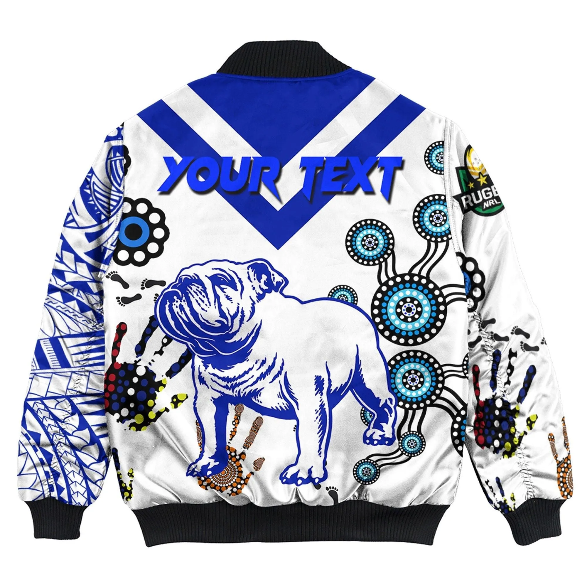 Vibe Hoodie Clothing - (Custom) Canterbury - Bankstown Bulldogs Polynesian Tattoo Style Bomber Jackets