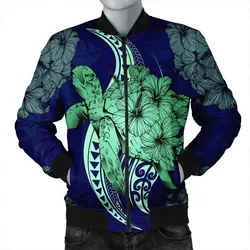 Hawaii Polynesian Turtle Hibiscus Bomber Jacket1