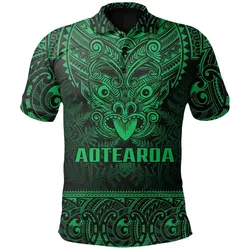 Polynesian Pride Polo Shirt - New Zealand Rugby Polo Shirt Maori Haka - Silver Fern (Green)