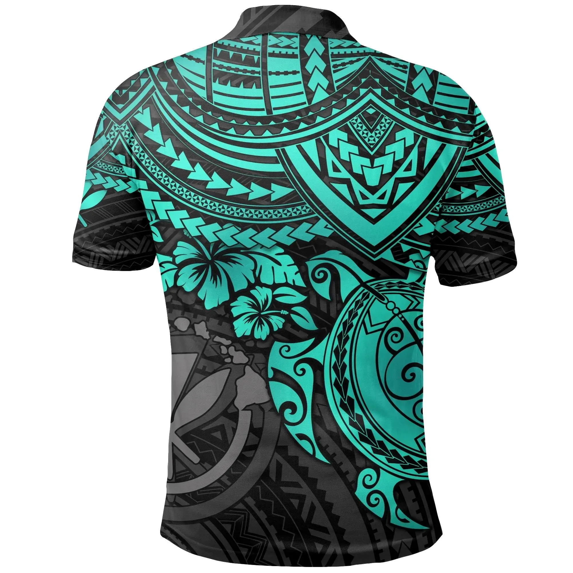 Hawaii Polynesian Polo Shirt, Turtle Hibiscus Golf Shirt BN15