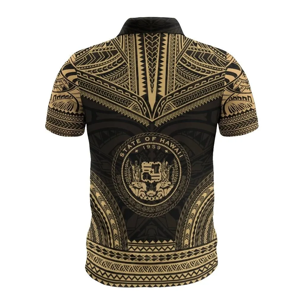 Hawaii Polynesian Tattoo Polo Shirt, Coat Of Arms Golf Shirt BN10