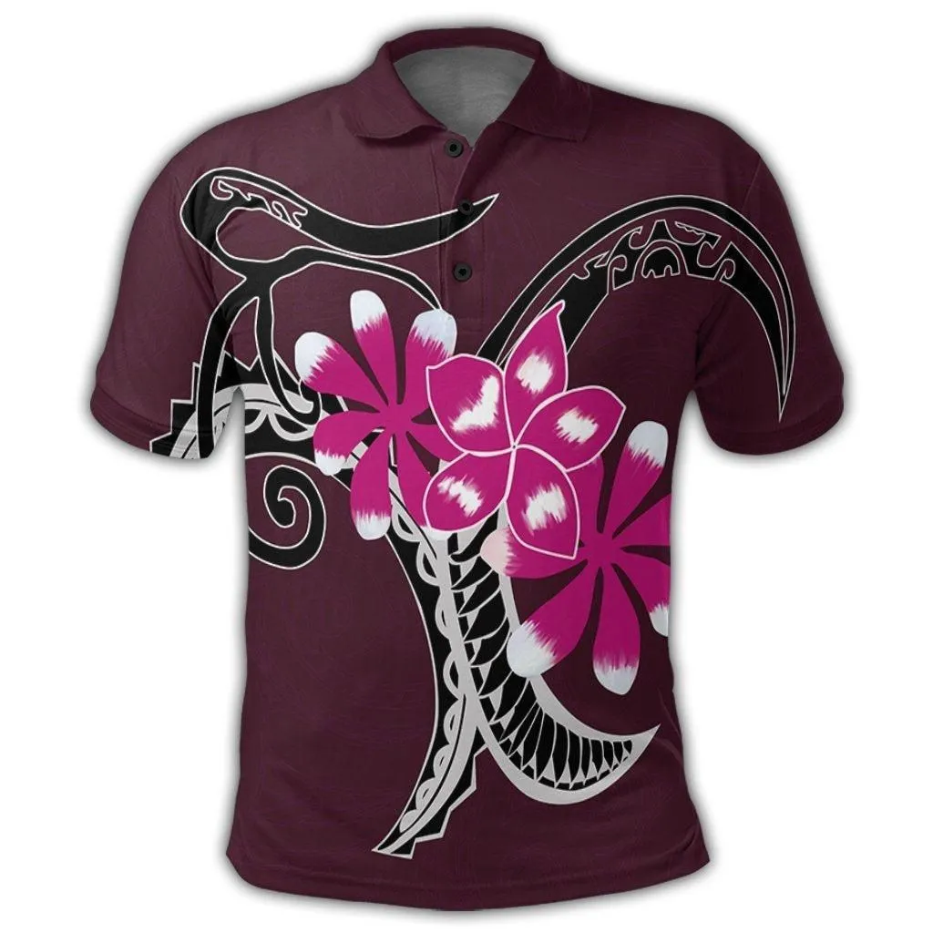 Hawaiian Plumeria Polynesian Pink Polo Shirt - AH