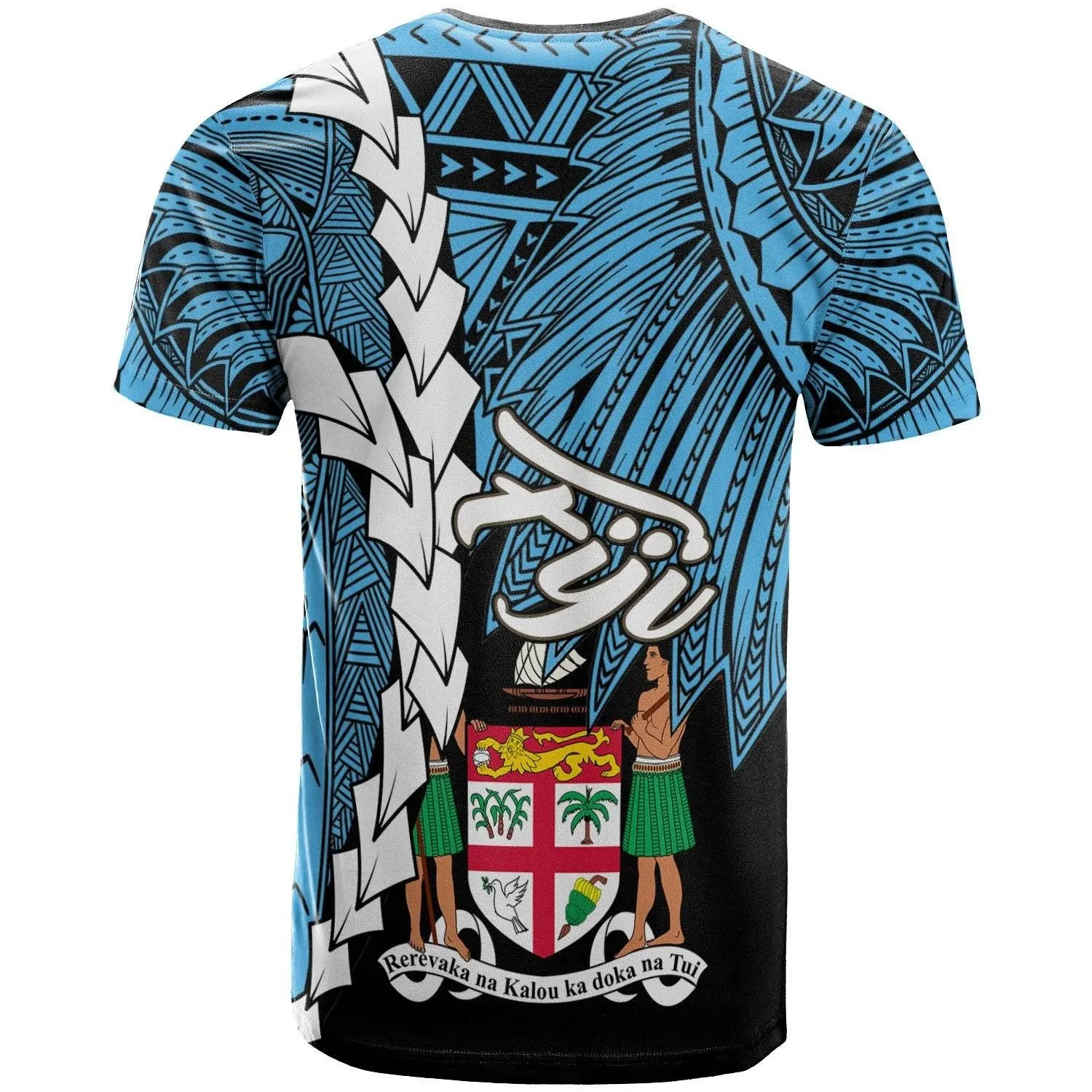 Fiji Polynesian T-Shirt - Tribal Wave Tattoo Flag Style