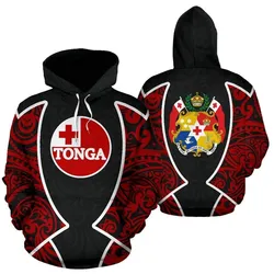 Tonga Hoodie - Tonga Flag Coat Of Arms Polynesian Tattoo Sport Style