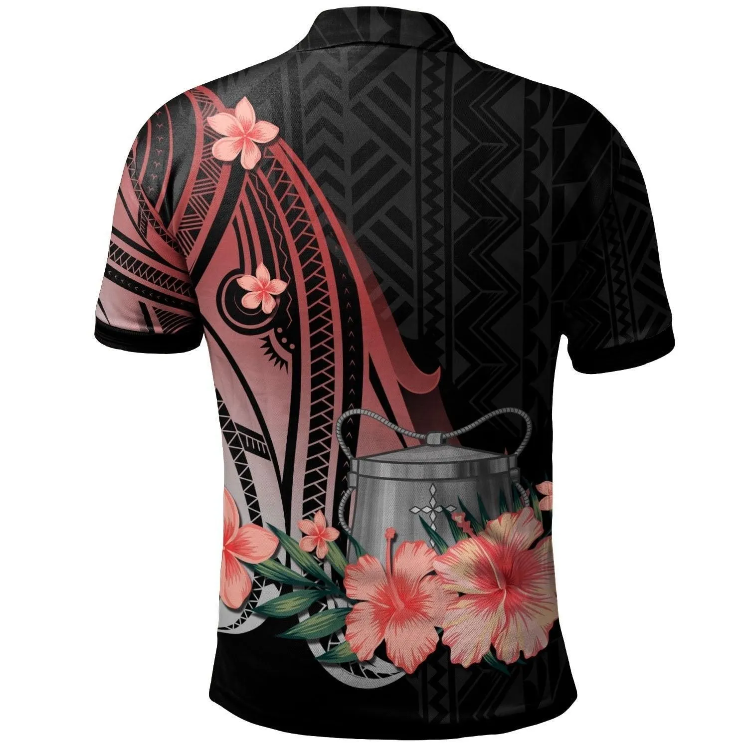 Tokelau Personalised Custom Polo Shirt - Red Polynesian Hibiscus Pattern Style