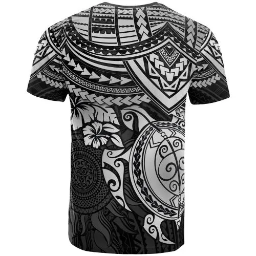 Polynesian T shirt - Polynesian White Turtle Hibiscus