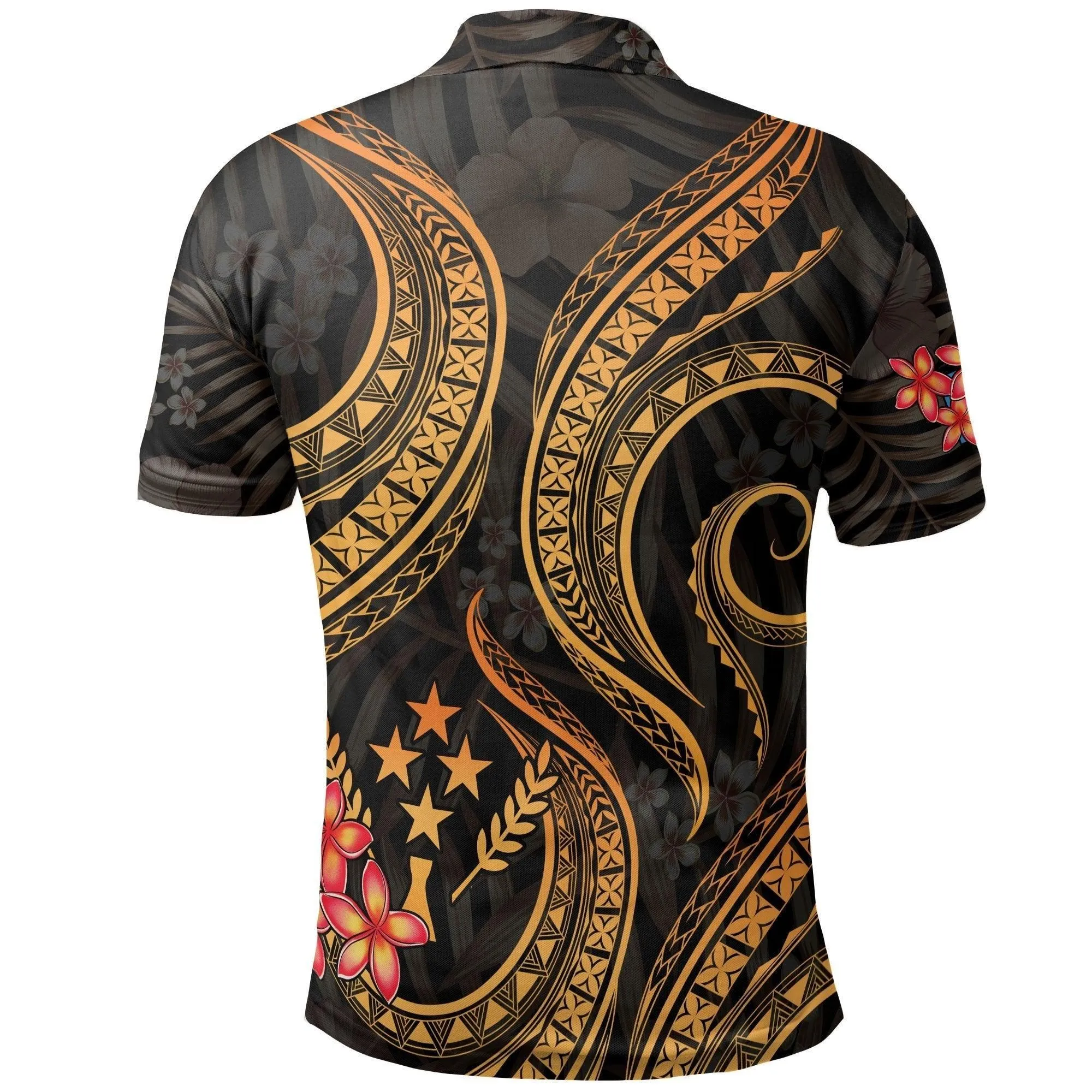 Kosrae Micronesian Polo Shirt - Gold Plumeria
