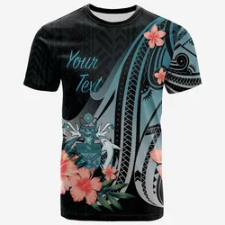 Solomon Islands Personalised Custom T shirt - Turquoise Polynesian Hibiscus Pattern Style