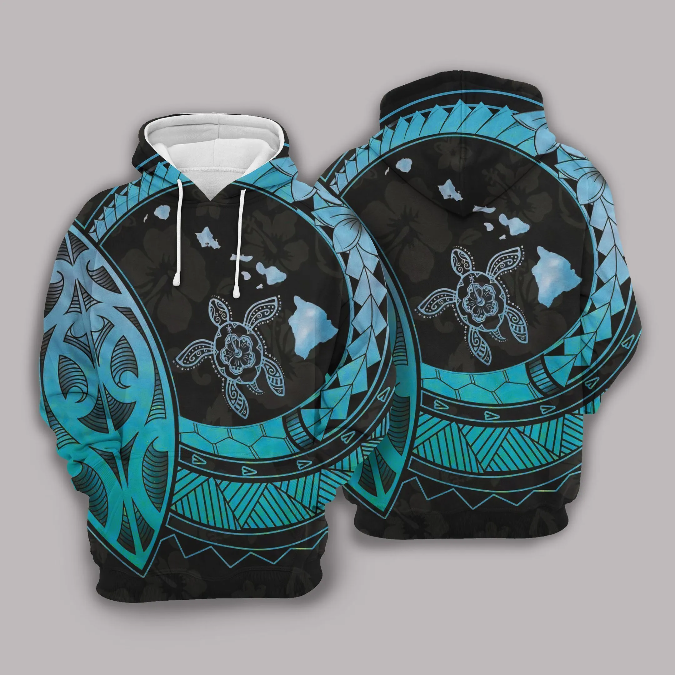 Hawaii Hibiscus Map Polynesian Hoodie Bt12