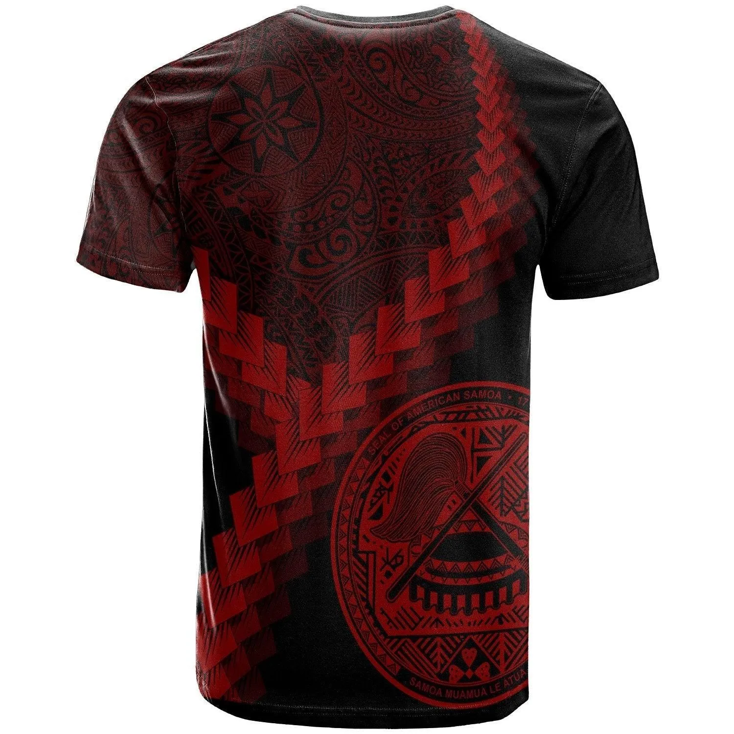 American Samoa T Shirt - American Samoa Coat Of Arms With Polynesian Tattoo Red