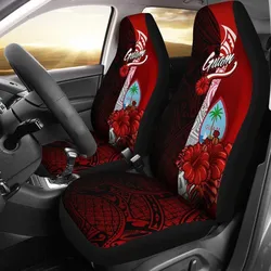Guam Polynesian Car Seat Covers - Coat Of Arm With Hibiscus