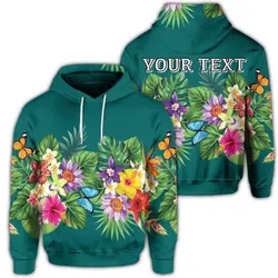 (Personalised) Hawaiian Tropical Strelitzia Plumeria Orchids Hibiscus Polynesian Hoodie