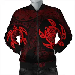 Hawaiian Two Turtle Polynesian Bomber Jacket Red AH