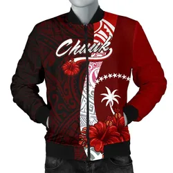 Chuuk Micronesia Mens Bomber Jacket - Coat Of Arm With Hibiscus