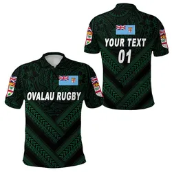 (Custom Personalised) Fiji Ovalau Rugby Polo Shirt Dark Green Style, Custom Text And Number LT8