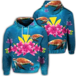 Hawaiian Plumeria Kanaka Turtle Sea Polynesian Hoodie