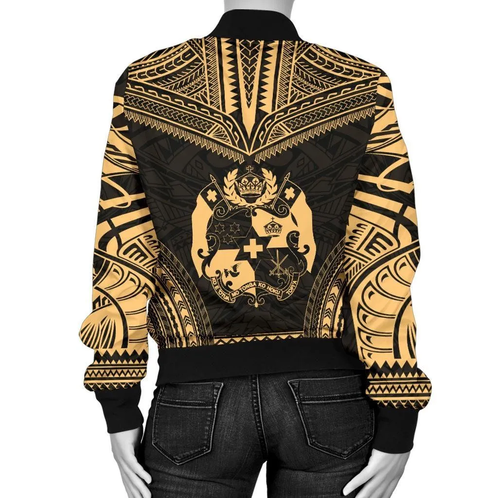 Tonga Polynesian Chief Women'S Bomber Jacket - Gold Version - Bn10