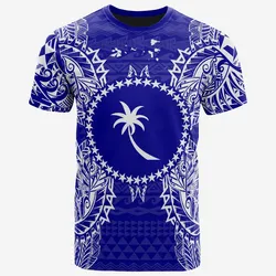 Chuuk All Chuuk Flag Map Polynesian Tattoo Blue Unisex 3D T-Shirt All Over Print ONCMB