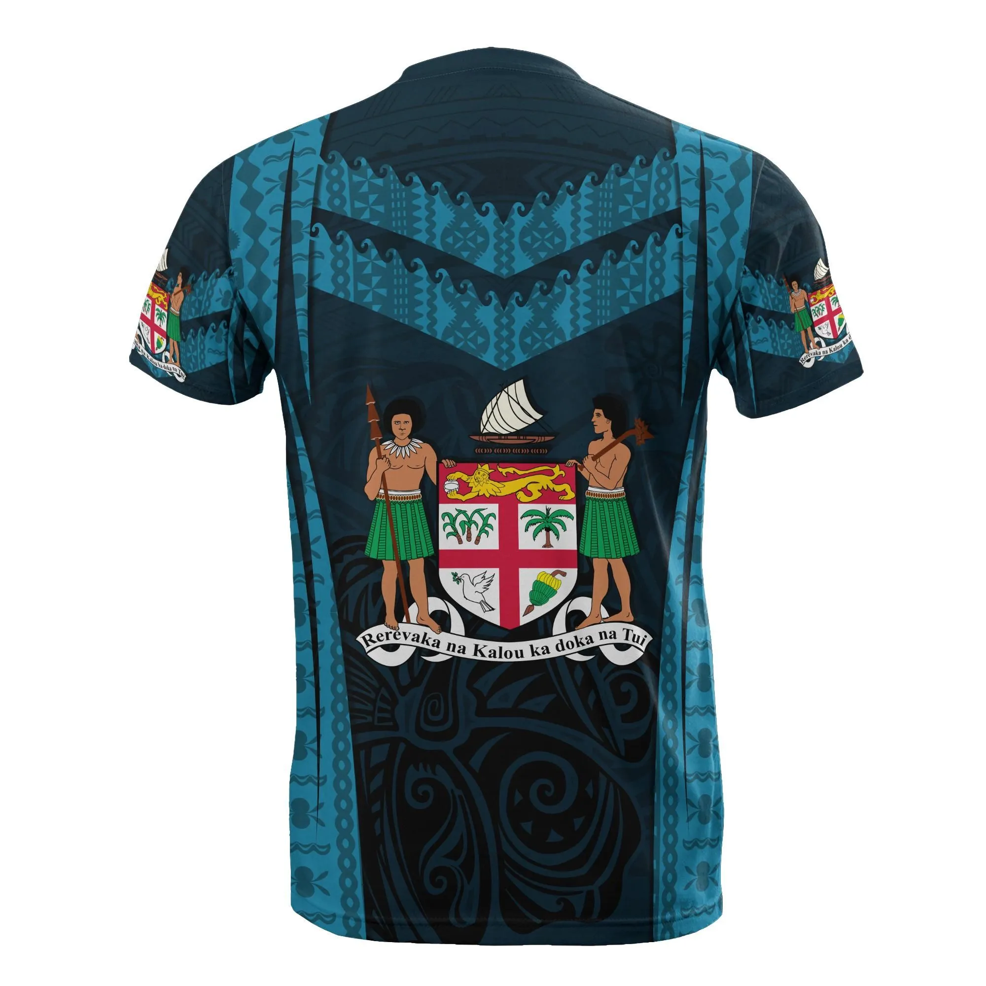 Fiji Taba T-Shirt - Fijian Coat Of Arms Polynesian Hibiscus
