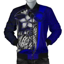 Federated States of Micronesia Mens Bomber Jackets Blue - Turtle With Hook