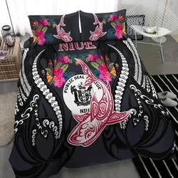 Niue Bedding Set - Polynesian Shark Hibiscus Flower