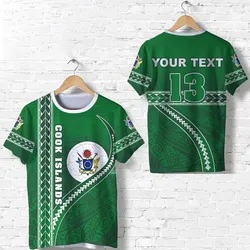 (Custom Personalised) Cook Islands Rugby T shirt Simple Style Green - Custom Text and Number