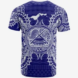 American Samoa T Shirt - American Samoa Seal Map Polynesian Tattoo Blue