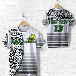 (Custom Personalised) Cook Islands Rugby T shirt Impressive Version Black - Custom Text and Number