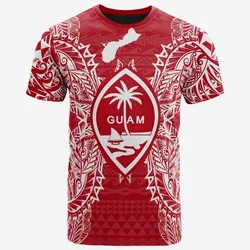 Guam All Guam Coat Of Arms Map Polynesian Tattoo Red White Unisex 3D T-Shirt All Over Print ONCLL