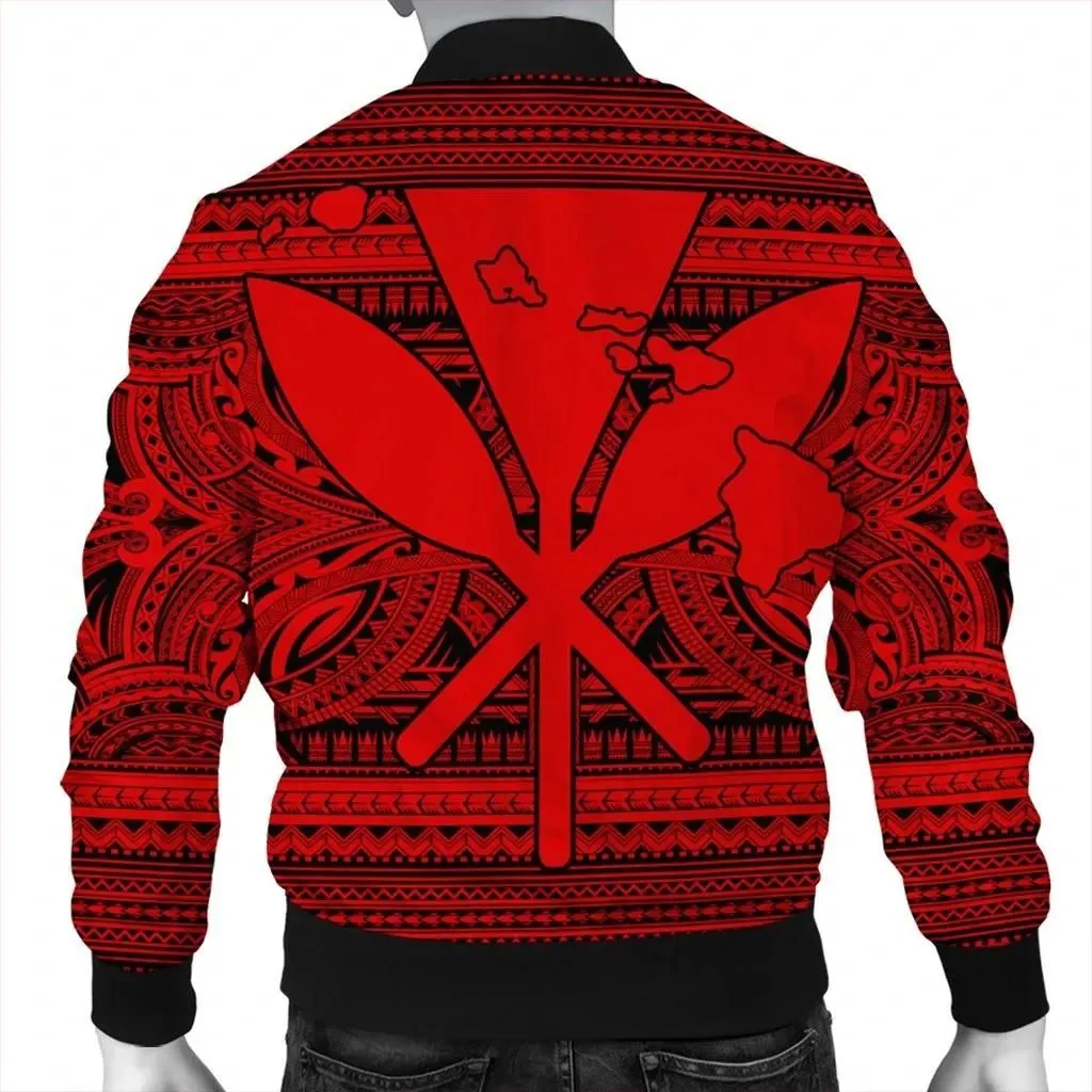 FamilyGater Jacket - Hawaiian Kanaka Polynesian Tribal Bomber Jacket Reggae Color Red AH - J7R