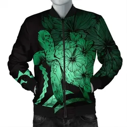 FamilyGater Jacket - Hawaii Turtle Hibiscus Polynesian Vintage Bomber Jacket - Green - AH - J4R