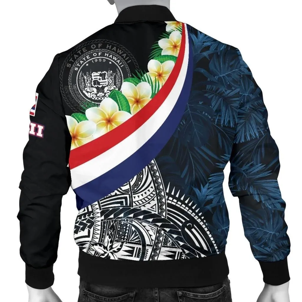 Alohawaii Jacket - Bomber Jacket Polynesian Hawaii - Hawaii Seal With Plumeria Style - BN18