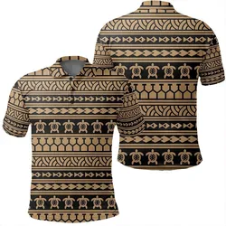 Unisex Polynesian Tattoo Tribal Gold Polo Shirt