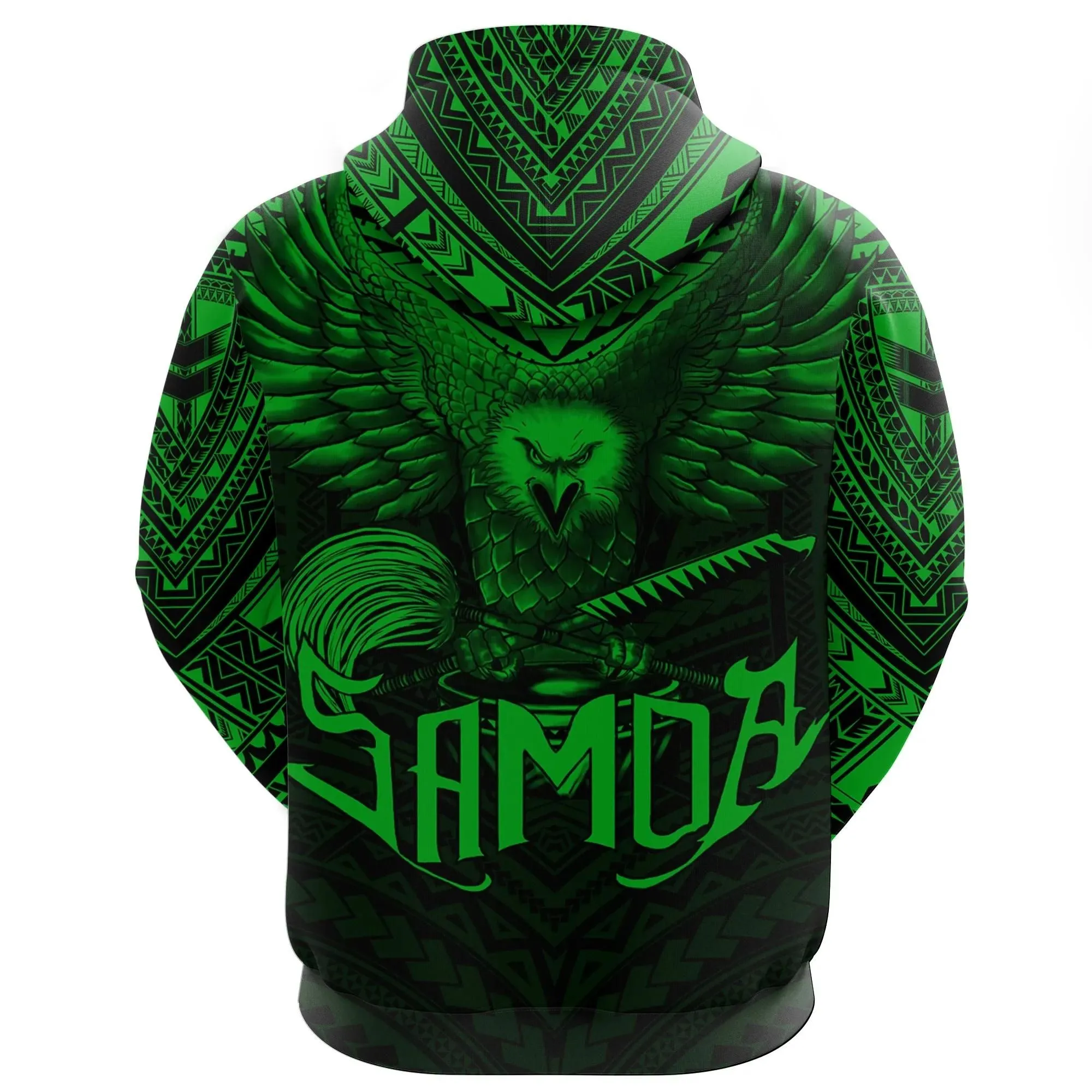 Alohawaii Clothing - Hoodie American Samoa Eagle Tattoo Style Dark Green A7