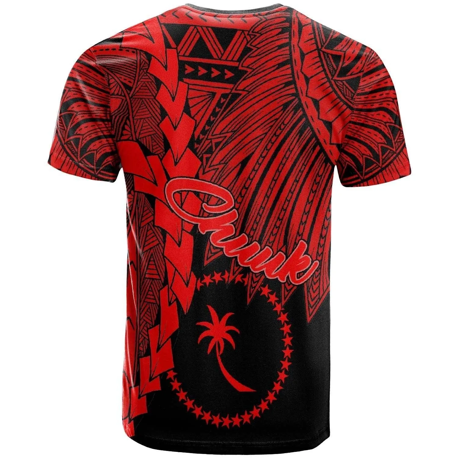 Chuuk Micronesia T Shirt - Tribal Wave Tattoo Red