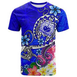 Samoa T shirts - Turtle Plumeria Blue