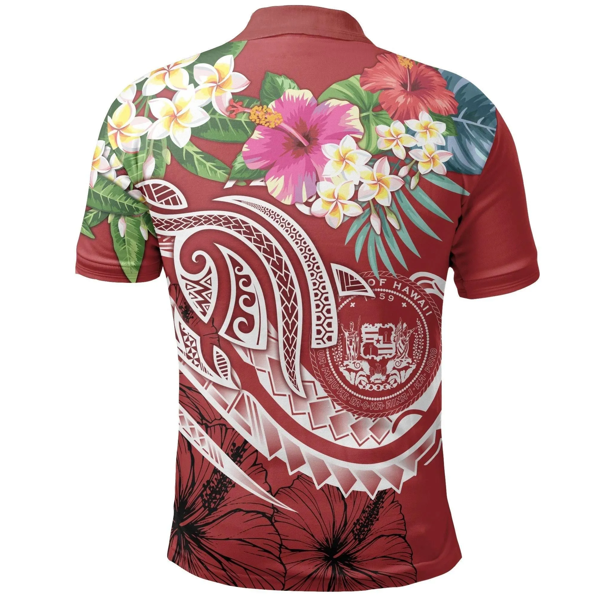 Polynesian Hawaii Polo - Summer Plumeria (Red) - BN15
