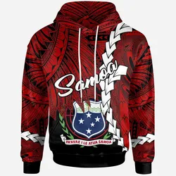Samoa Polynesian Hoodie - Tribal Wave Tattoo Flag Color