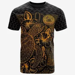American Samoa T Shirt - American Samoa Turtle Hibiscus Gold