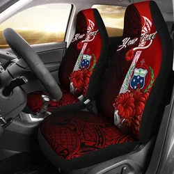Samoa Polynesian Custom Personalised Car Seat Covers - Coat Of Arm With Hibiscus