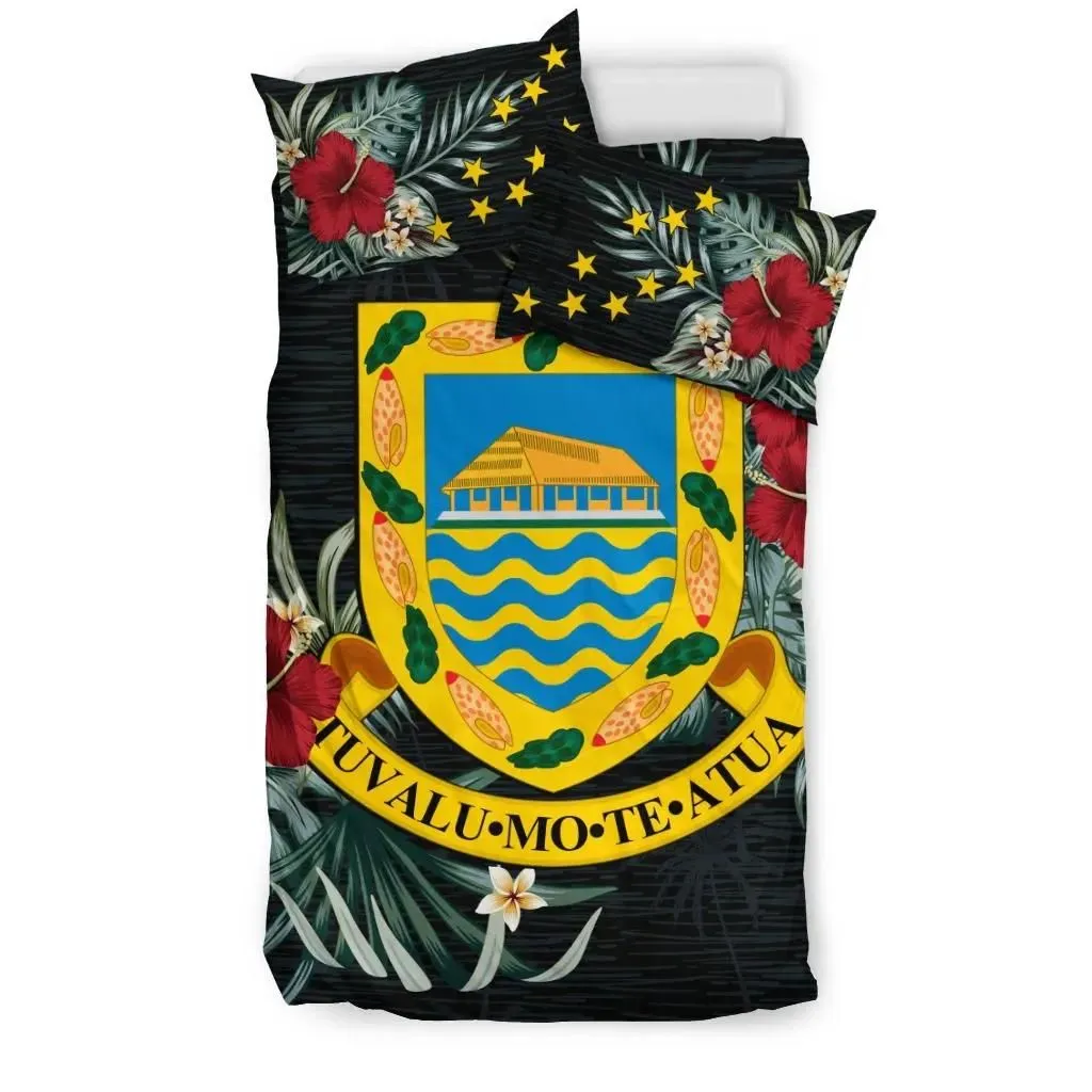 FamilyGater Bedding Set - Cover and Pillow Cases Tuvalu Hibiscus Coat Of Arms A02