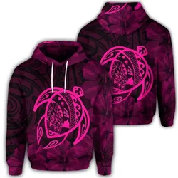 Alohawaii Hoodie - Hawaiian Map Turtle Kanaka Hibiscus Polynesian Hoodie - Pink - AH - J4R