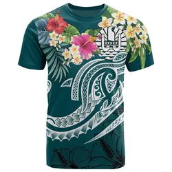 Tahiti Polynesian T-Shirt - Summer Plumeria (Turquoise)