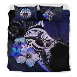 Tahiti Marlin And Hibiscus Bedding Set Bedroom Decor Purple
